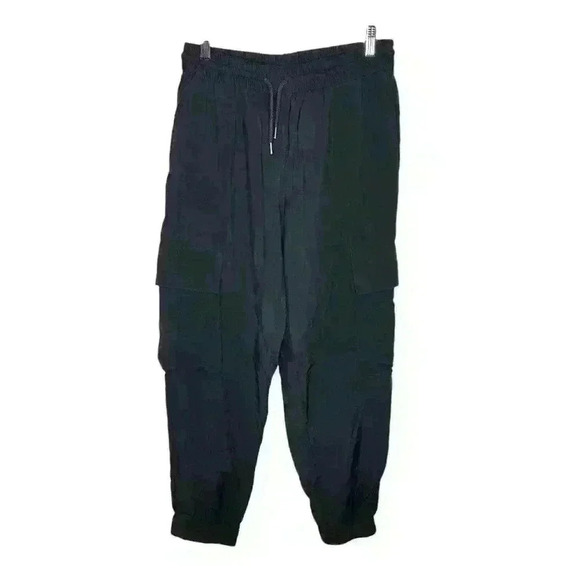 Zara Womens Joggers Black Cargo Pockets Lightweight Size Medium - Picture 1 of 6